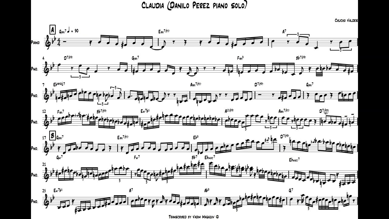 Claudia Danilo Perez piano solo transcription