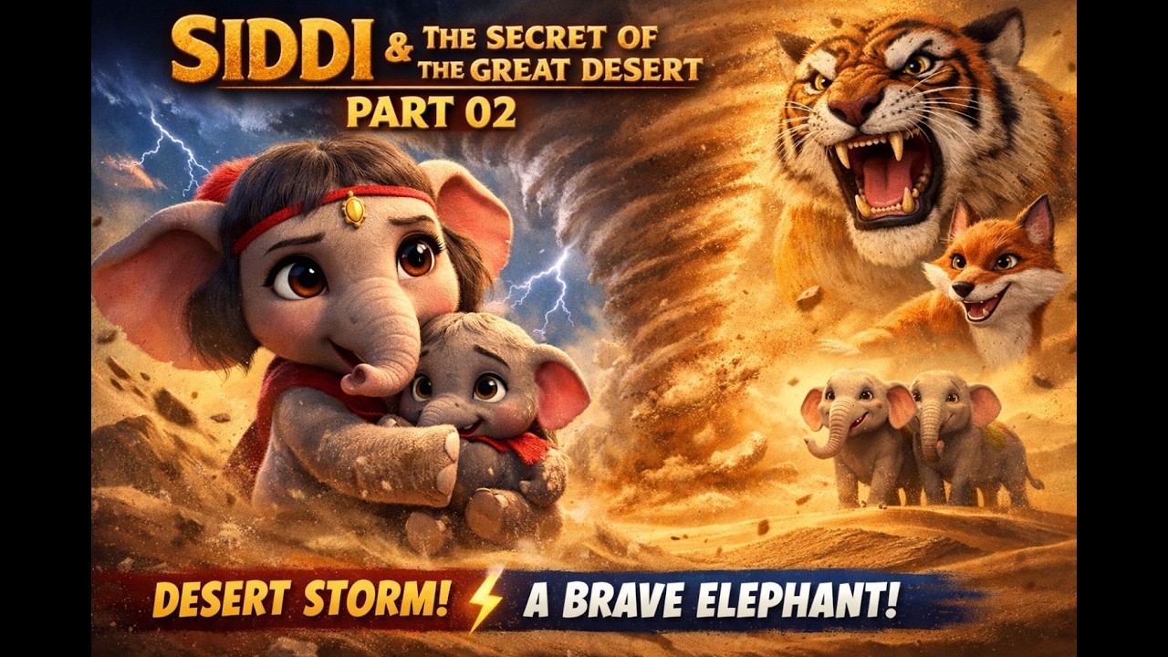 Siddi and the Great Desert Storm 🌪️ | A Brave Elephant Saves Her Brother | Kids Moral Story Part 2