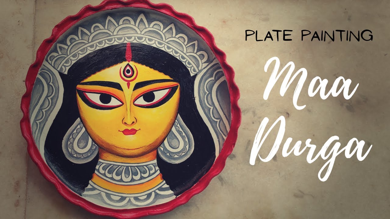 MAA DURGA || PLATE PAINTING || CLAY PLATE || ART BY - ANKITA DATTA | ART ASYLUM