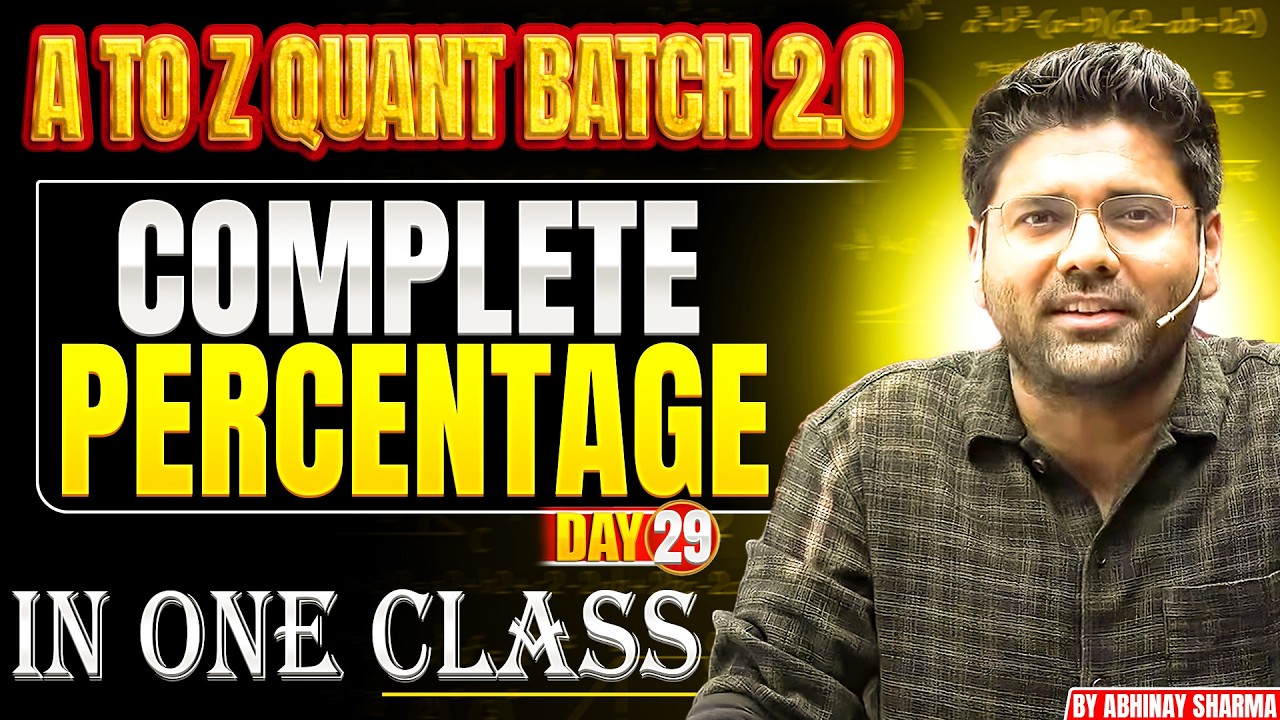 जिद्द जीतने की | Complete Class of Percentage -1 ! Best Methods to Solve in Seconds ! Abhinay Sharma