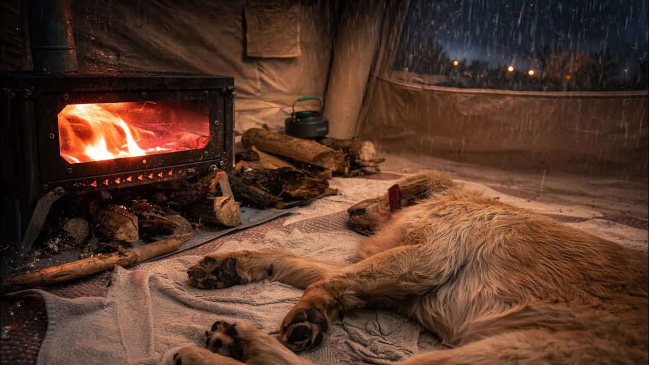 Поход с ночевкой под проливным дождем с моей собакой Максом 🌧️🐕 | Уютная палатка, костер и тихий лес