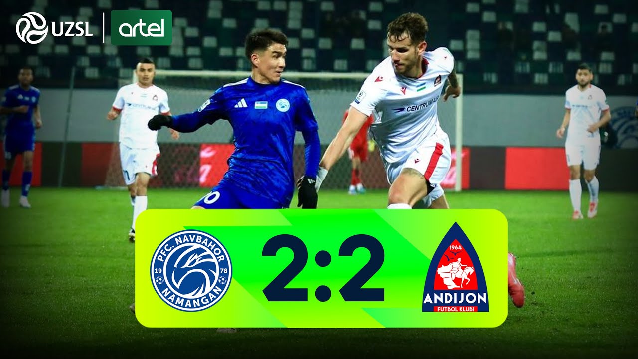 Superliga 3-tur. Navbahor - Andijon bahsida kiritilgan gollar va xavfli vaziyatlar (Highlights)