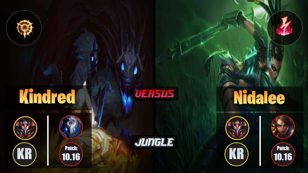 GrandMaster KINDRED [Press the Attack] (Jungle) VS  NIDALEE - Grandmaster KR Patch 10.16