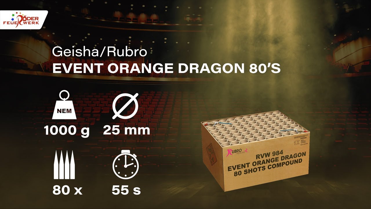 Geisha/Rubro - EVENT Orange Dragon Verbundfeuerwerk - Produktvideo