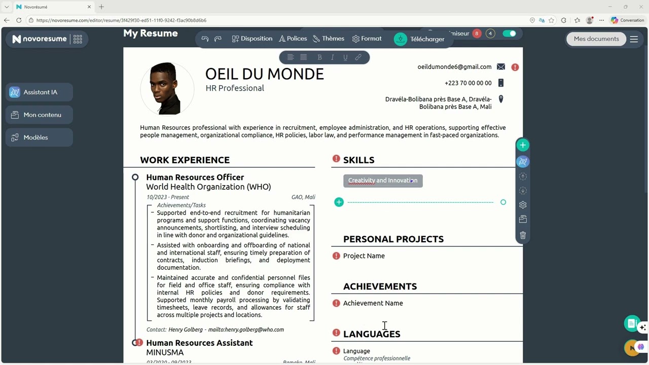 Comment creer un CV Pro   Novoresume001