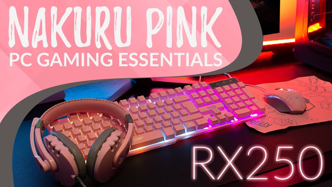 Orzly | PINK Gaming PC Peripherals Bundle with Mouse Keyboard Gamepad & Gaming Headset