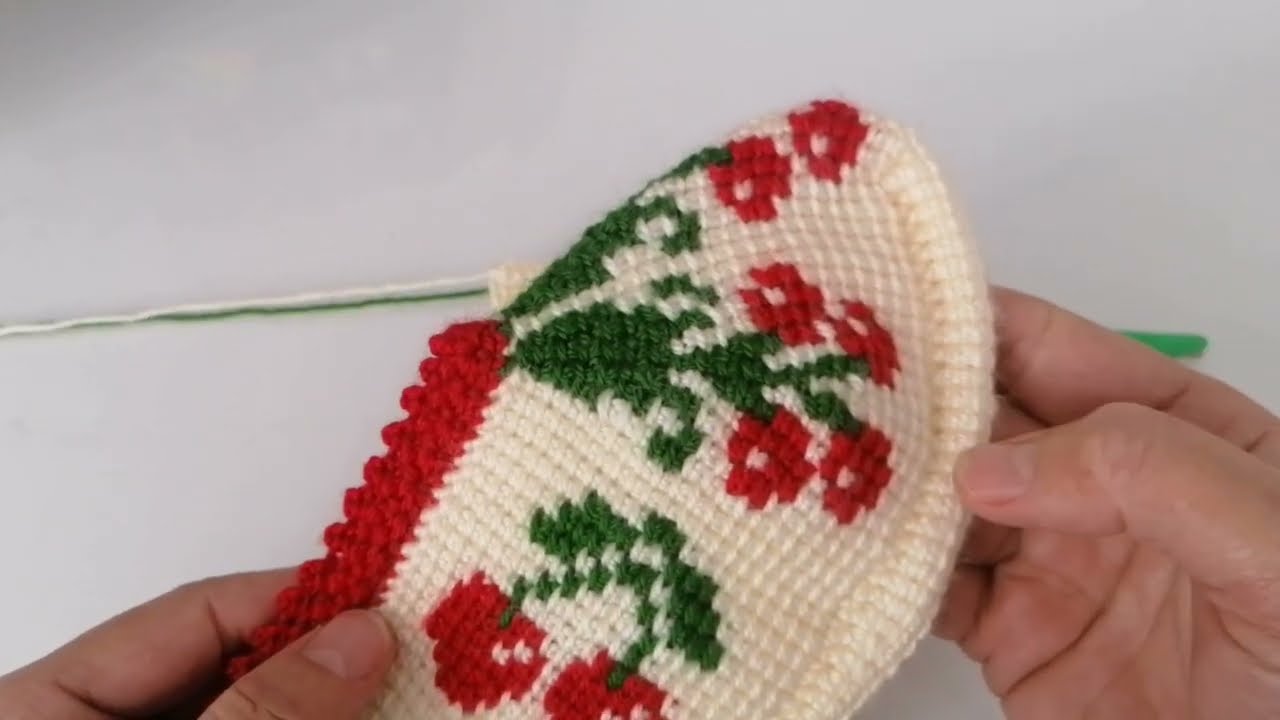 2video) Vişne model orta yapımı #keşfet #örgü #crochet #knitting #handmade #patikmodelleri