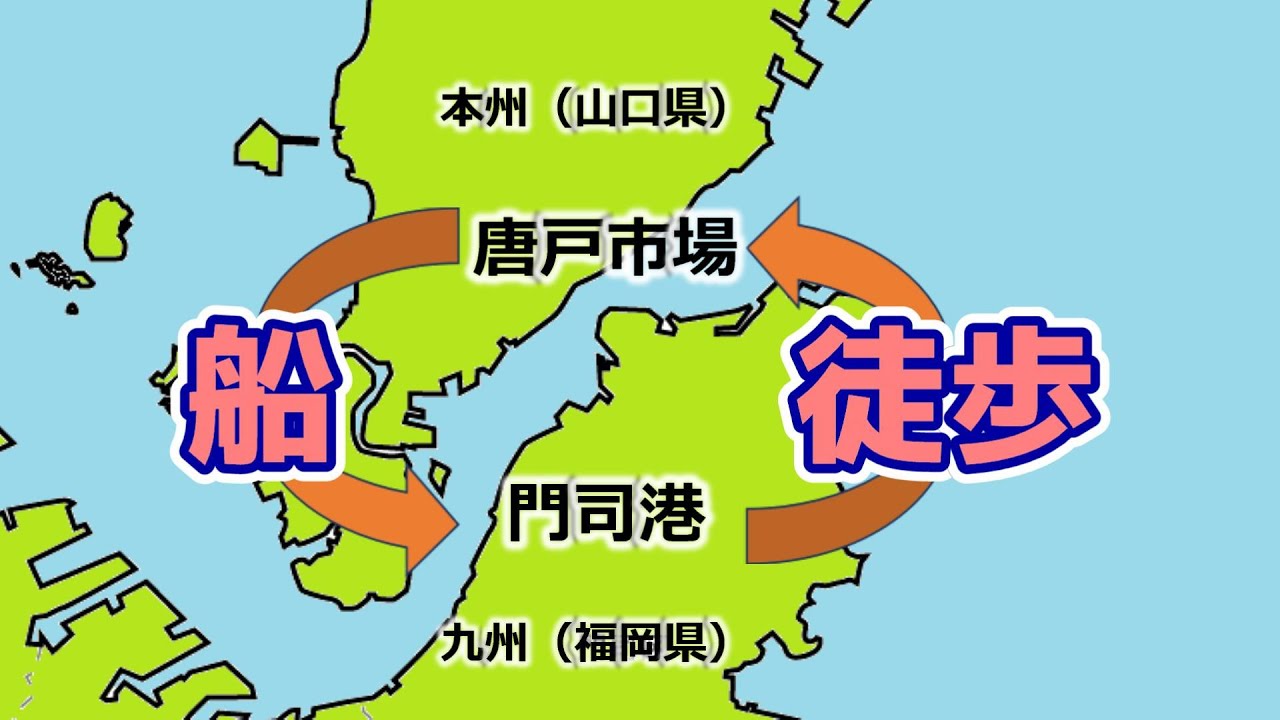 【門司港】関門海峡　徒歩と船で渡る【唐戸市場】