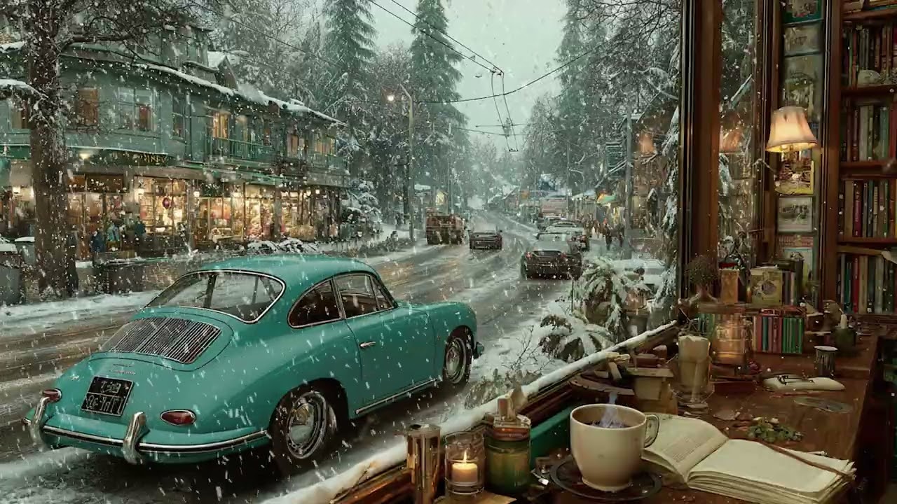 Snowy Winter Night Inside a Warm Wooden Cabin with Fireplace Glow | Relaxing Ambience for Deep Sleep