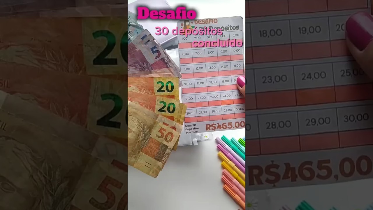 Desafio de 30 dep&oacute;sitos conclu&iacute;do ✅💵 #finan&ccedil;as #caminhoparaumavidamelhor #organiza&ccedil;aofinanceira