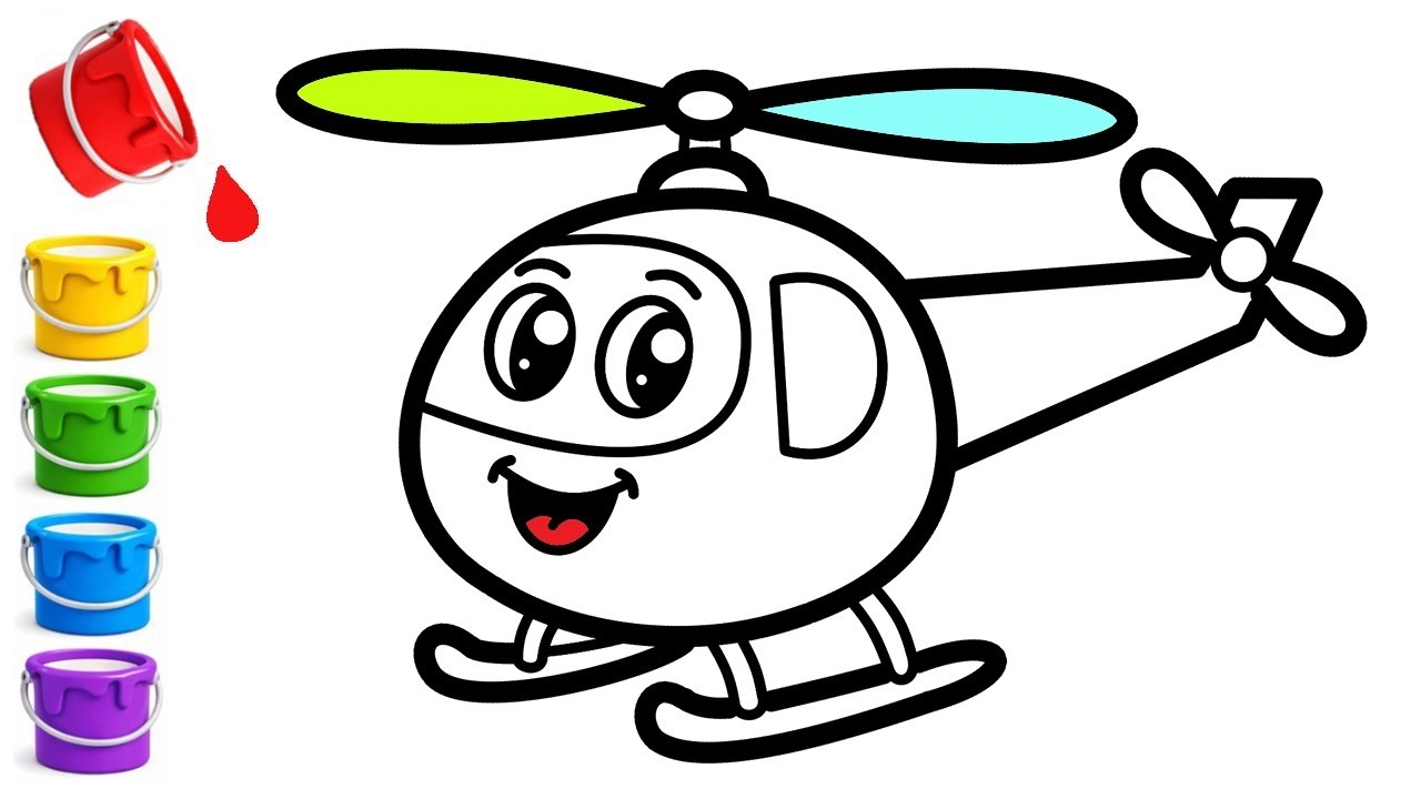 Нарисуйте и раскрасьте милый вертолет 🚁🎨 | Простой рисунок для детей