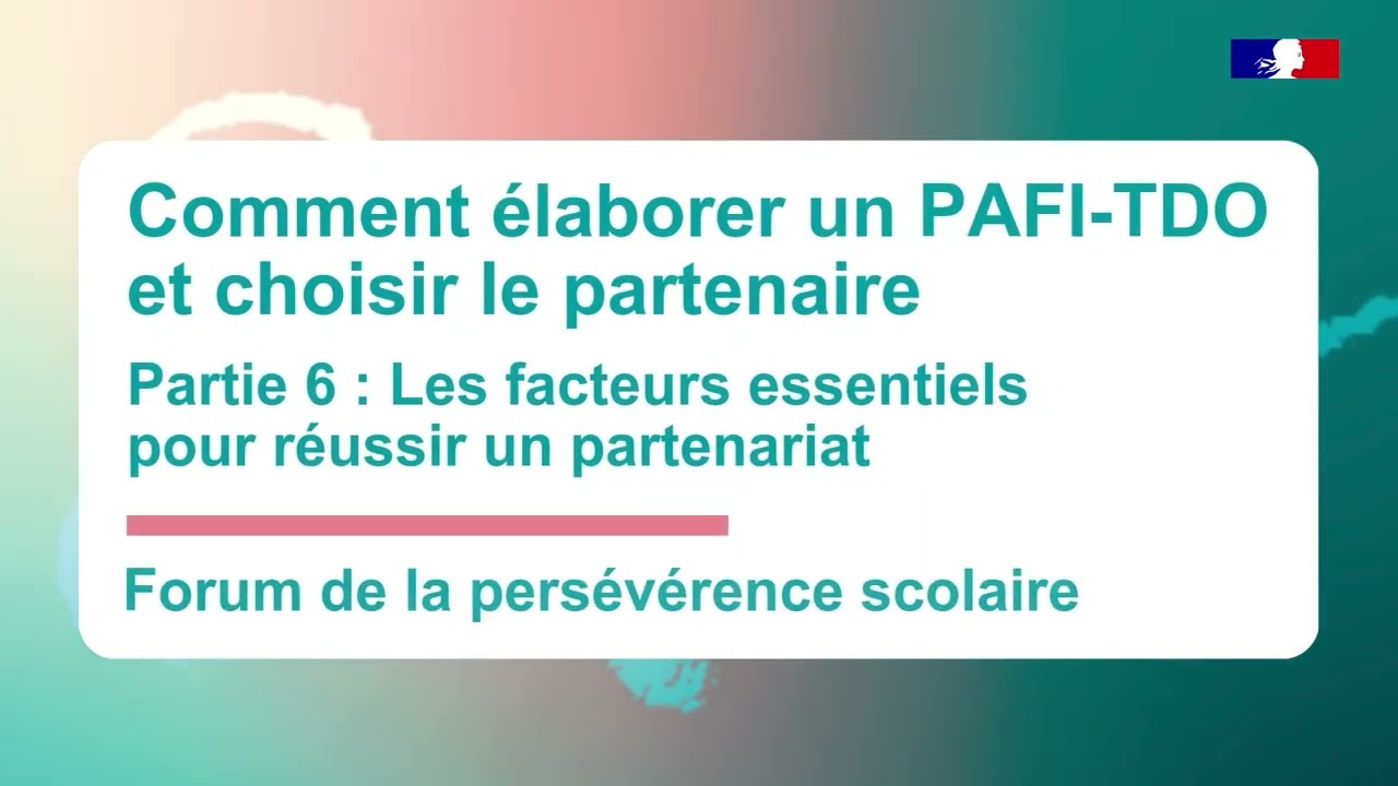 Comment élaborer un PAFI-TDO et choisir le partenaire - Partie 6 : les facteurs de réussite
