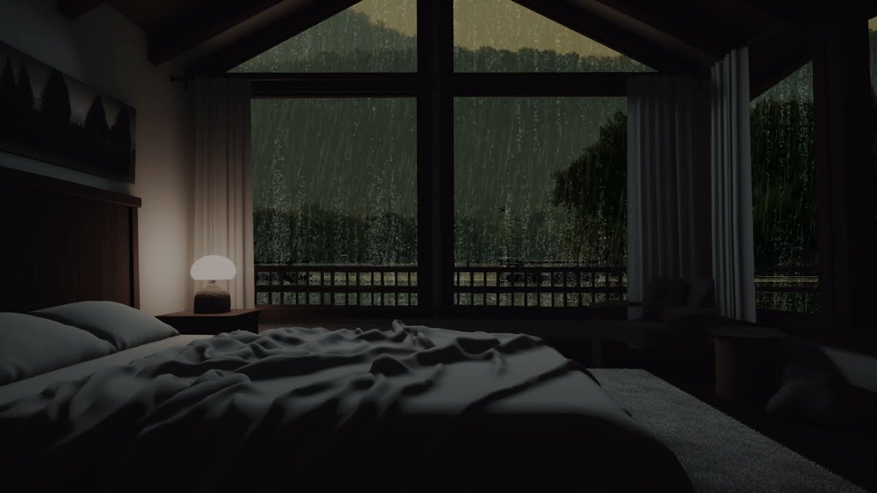 The Room Is Warm And The Sound Of Rain Creates A Romantic Atmosphere