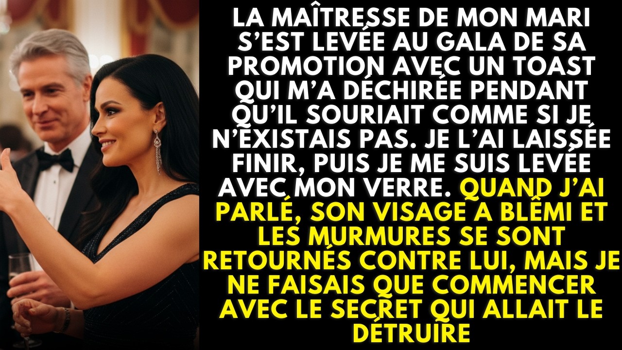 Pendant son gala, sa maîtresse porta un toast—je levai mon verre, le silence coupant net