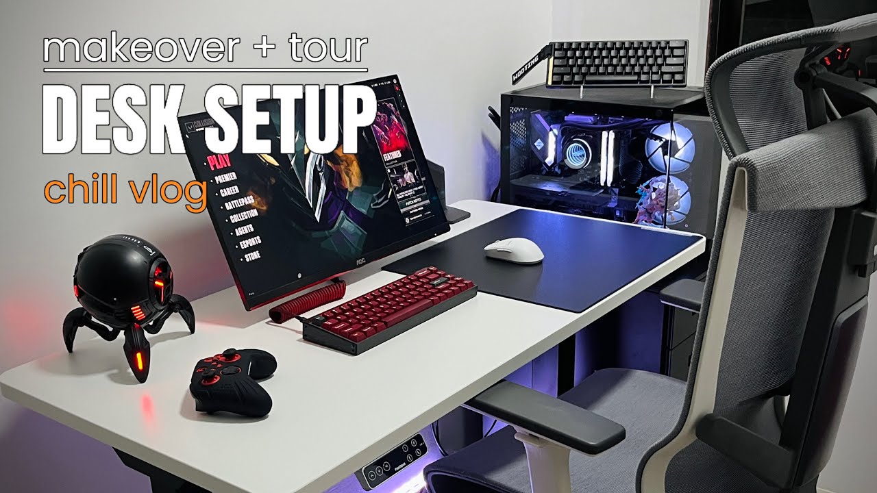 Gaming Vlog 🎮 | desk setup makeover on a cozy rainy afternoon 🌦️ +tour +chill gaming