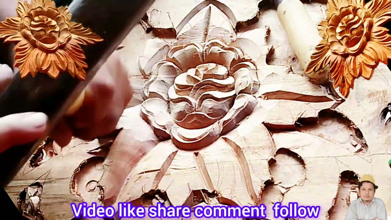 গোলাপ ফুলের নকশা ভিডিও  how to make wood Work Carving noksha