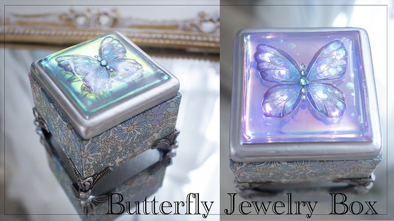 蝶々が星のように輝くLEDライトのアクセサリーケース 制作動画【ワイヤーレジン】Butterfly brooch making video