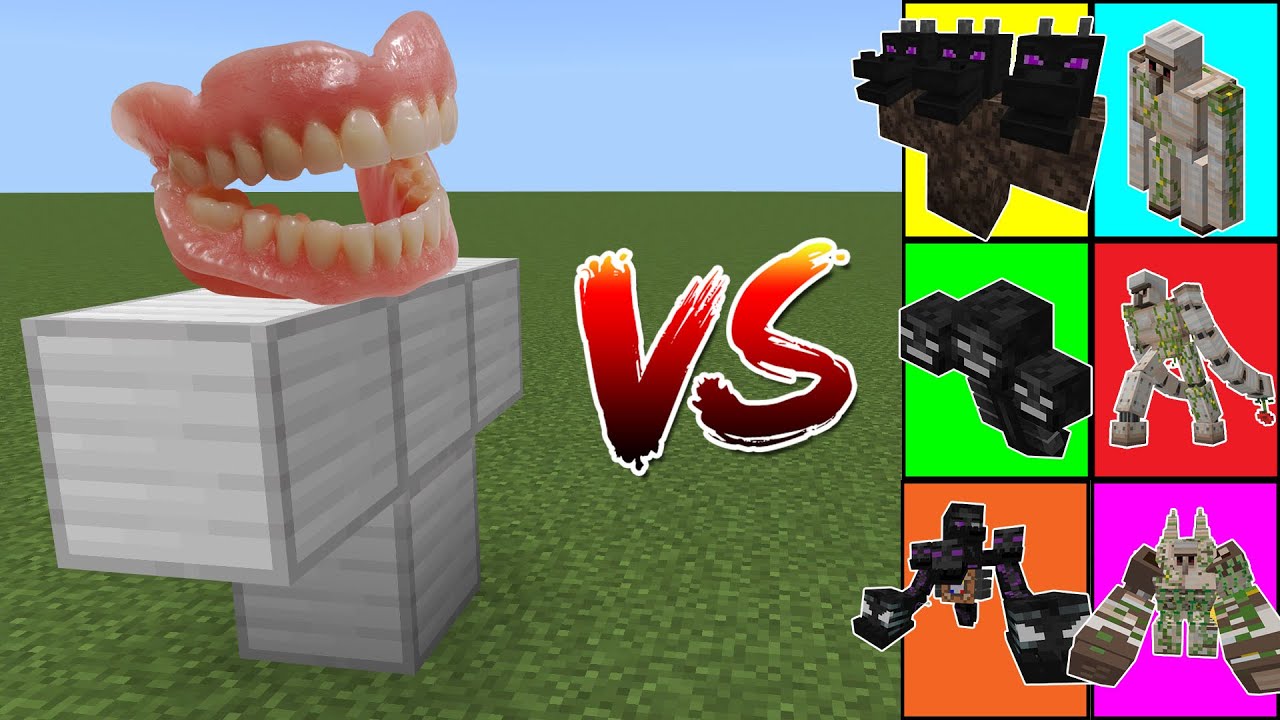 The False Teeth Golem vs Withers and Iron Golems