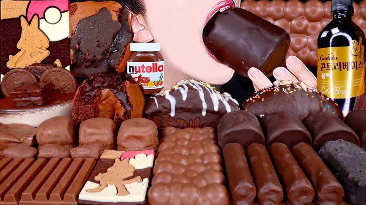ASMR CHOCOLATE ICE CREAM MARSHMALLOW NUTELLA DESSERT MUKBANG 초콜릿 먹방 チョコレート アイスクリーム 咀嚼音 EATING SOUNDS