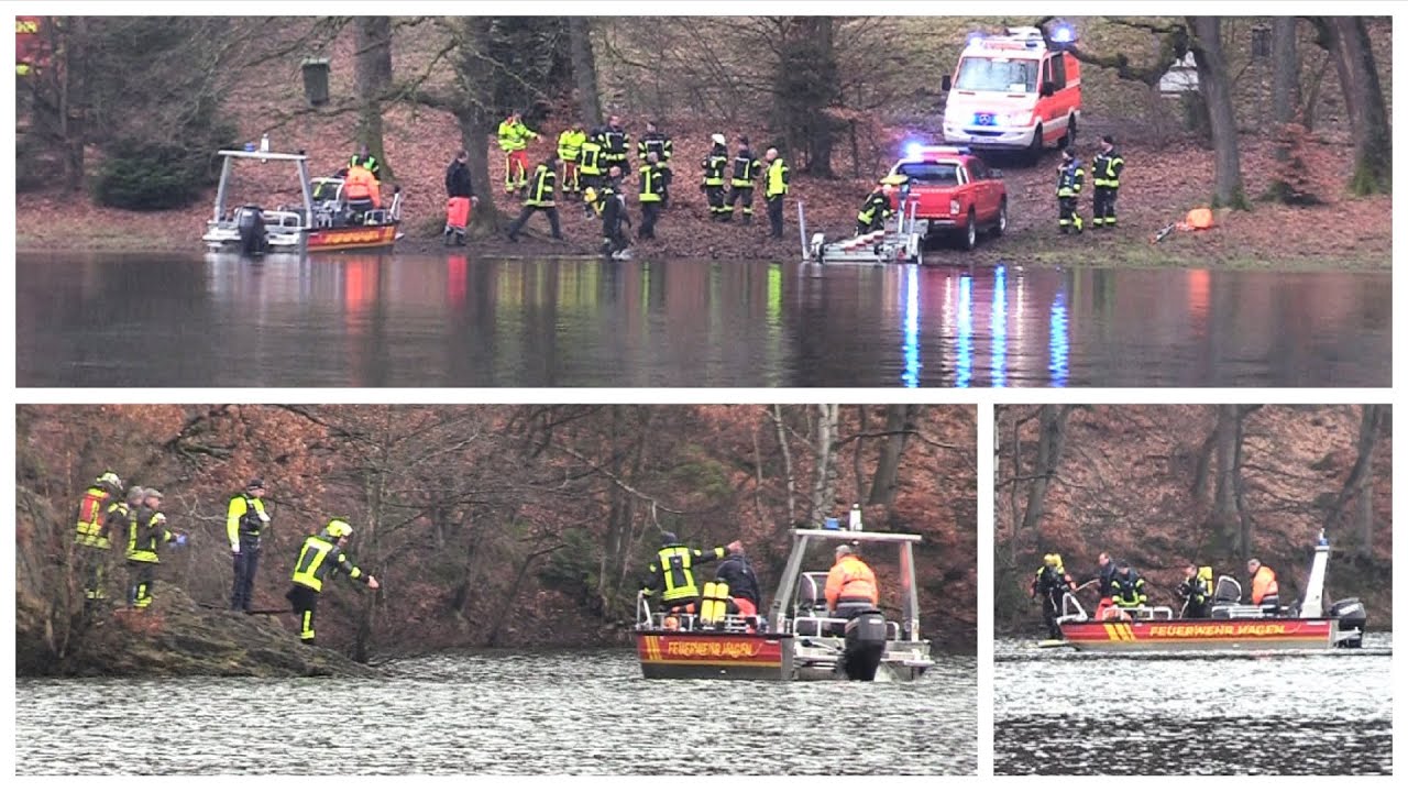 [Feuerwehreinsatz Glörtalsperre Person im Wasser] Feuerwehrtaucher aus Hagen an der Glör im Einsatz