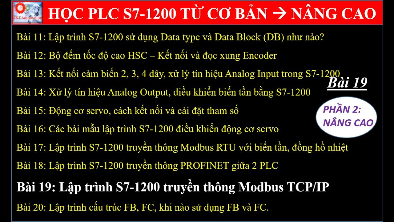 B19. Modbus TCP/IP là gì? Truyền thông giữa 2 PLC S7-1200/1500, mô phỏng PLC SIM Advanced