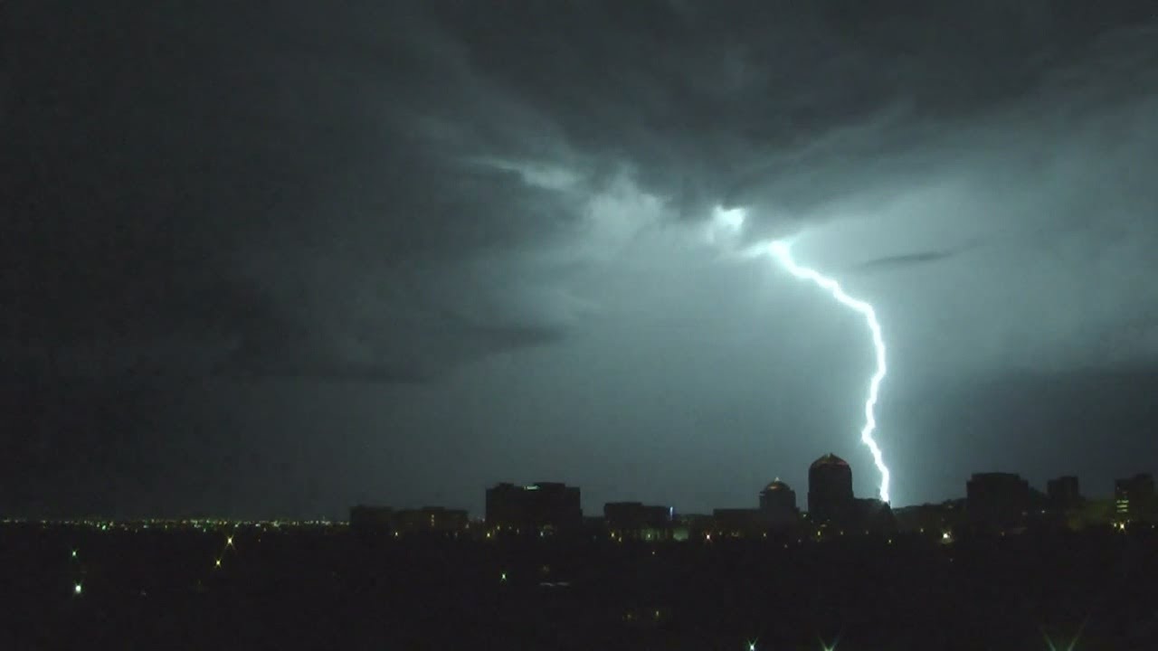 Lightning storm lights up ABQ sky