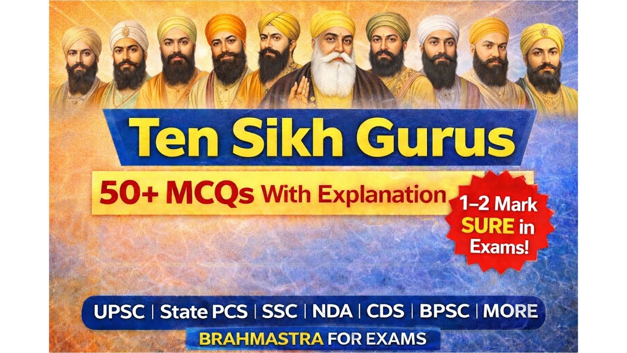 Ten Sikh Gurus | Chronology, Contributions & Prelims Facts | One-Liner MCQs | UPSC & UPPCS 2026