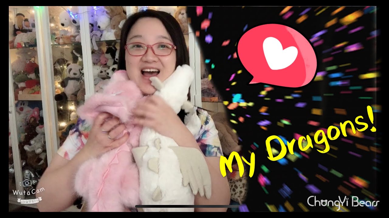 My 2 dragons! Jellycat snow dragon and Kaycee Bears Candie Dragon