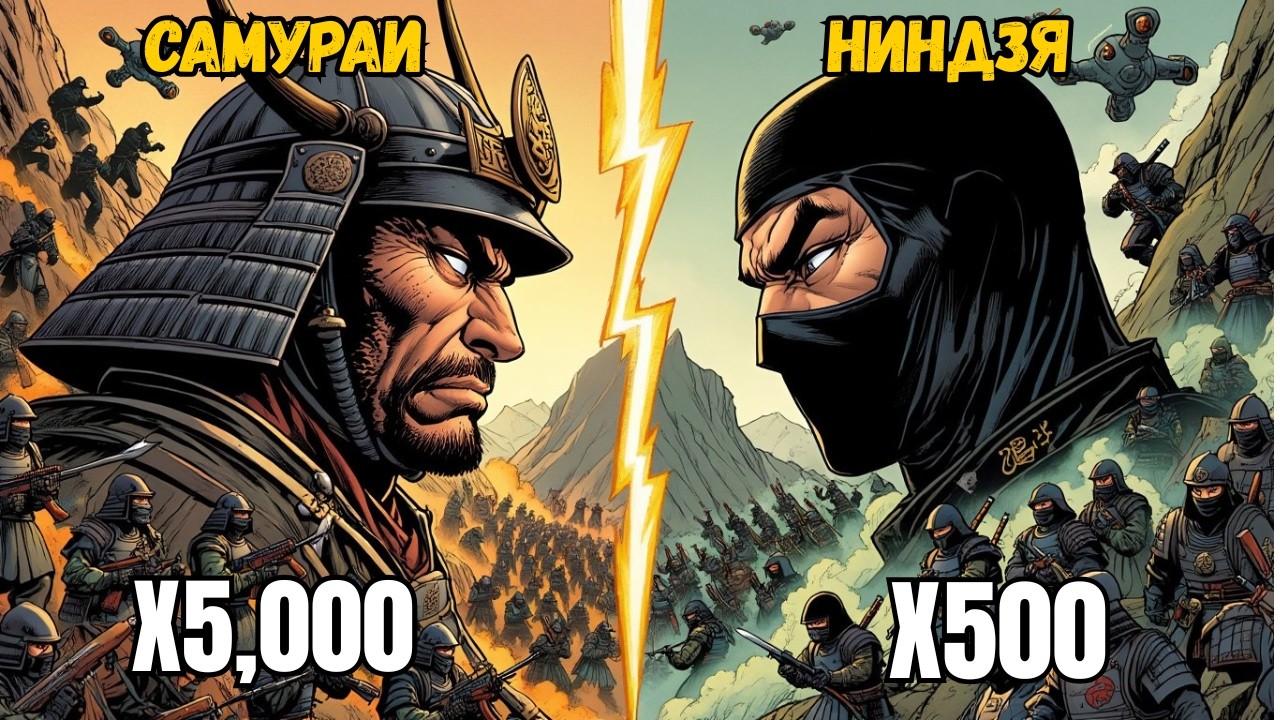 ЧТО ЕСЛИ 5000 САМУРАЕВ С АВТОМАТАМИ vs 500 НИНДЗЯ С ДРОНАМИ?!
