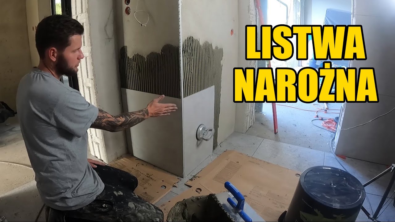 Listwa narożna zamiast cięcia płytek pod kątem. Glazurnik amator, skończyłem kotłownie.
