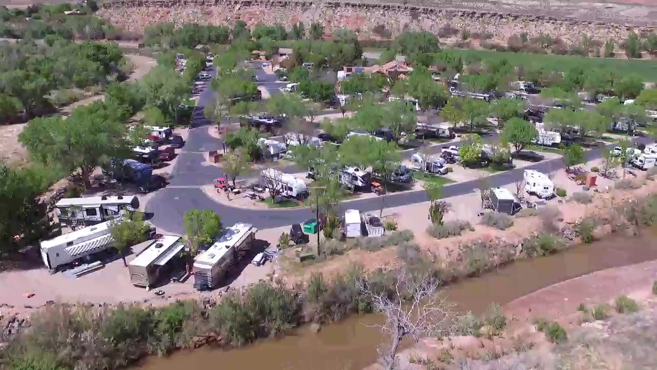 Drone over Zion River resort