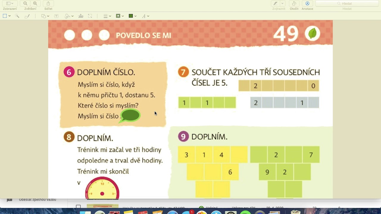 Hejného matematika 1. třída, str. 49 MYSLÍM SI ČÍSLO