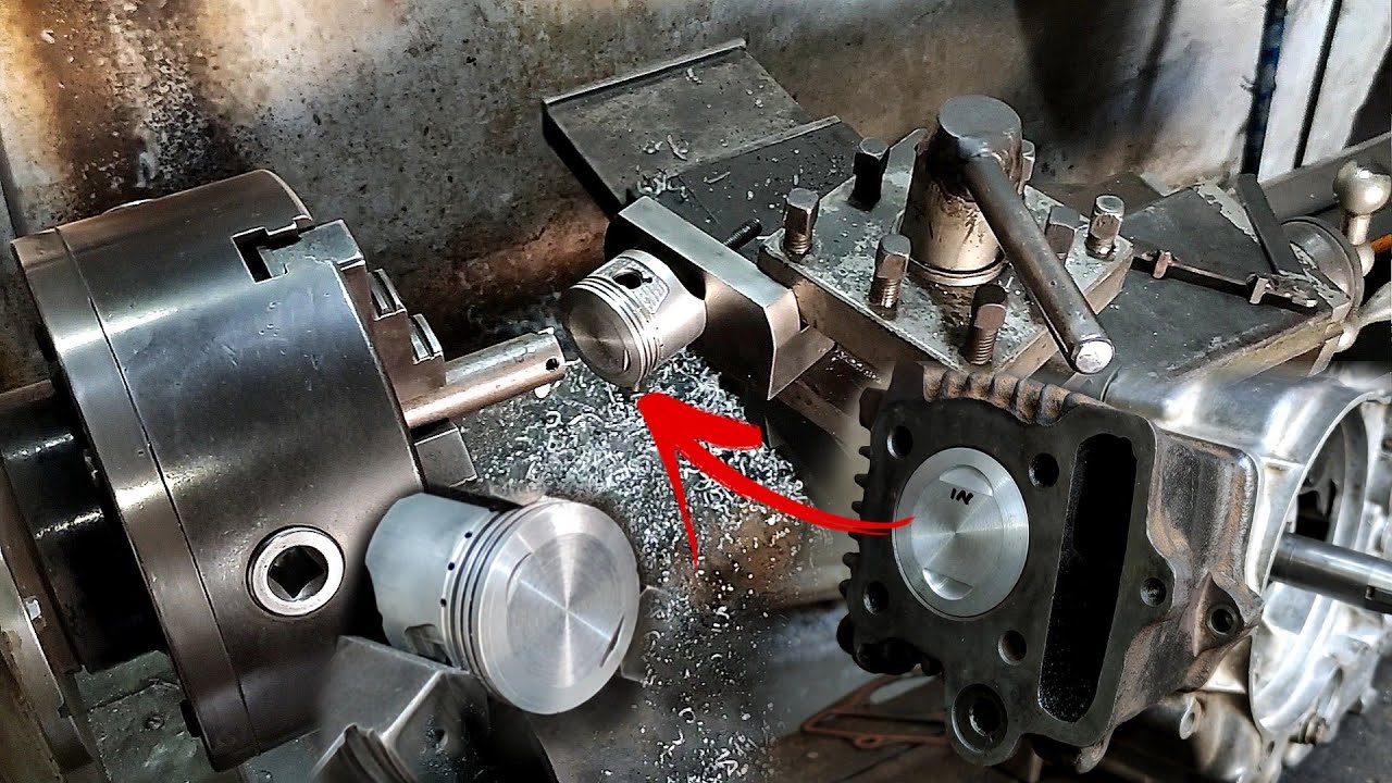 Piston Cutting and Notching For Valve clearance on Lathe machine. (Easy Trick)