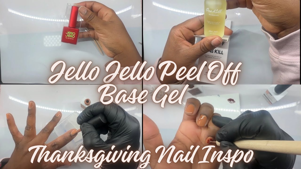 Jello Jello Peel Off Base Gel | Thanksgiving Nail Inspo | Blooming Gel Nail Art