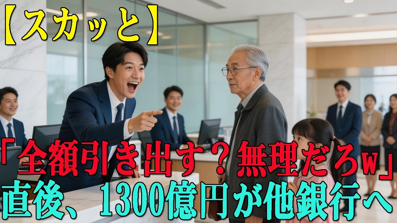 【スカッと】「全額？見栄はるなジジィw」銀行員の嘲笑→1300億円が他銀へ【シニア】