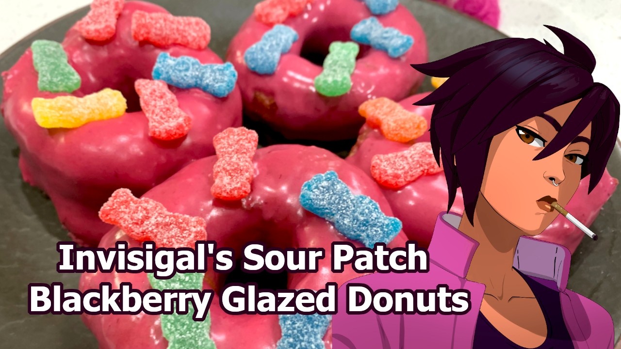 Invisigal's Sour Patch Blackberry Glazed Donuts!