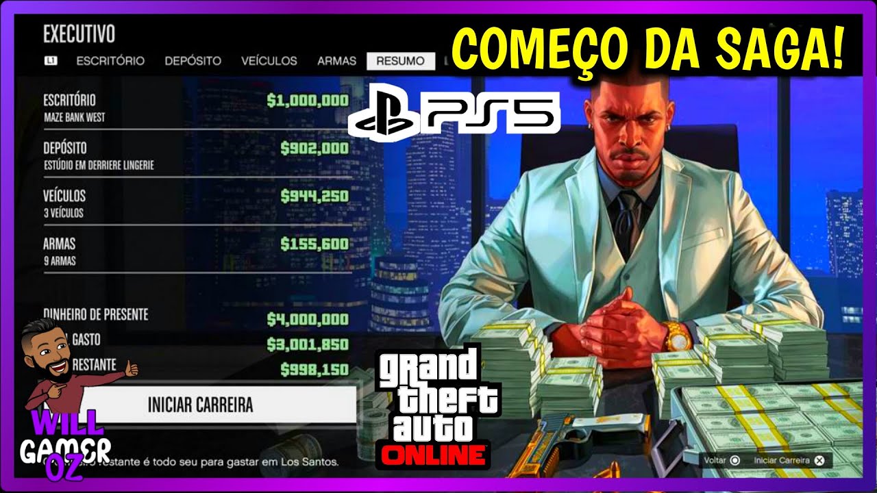 GTA ONLINE de PS5 - Criando personagem e escolhendo carreira criminal, Começando do jeito certo