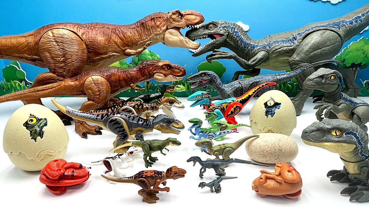 10 Tyrannosaurus Rex VS 10 Velociraptor Blue! Dinosaurus Battle Video