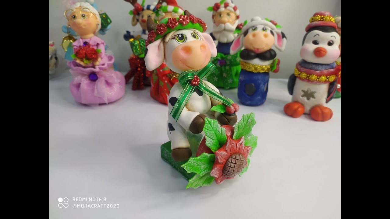 como DECORAR UN FRASCO  NAVIDEÑO Y UNA VACA  en porcelana fria PRINCIPIANTES