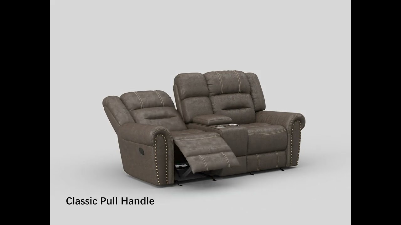 Creighton Brown Double Glider Reclining Loveseat With Center Console from Homelegance