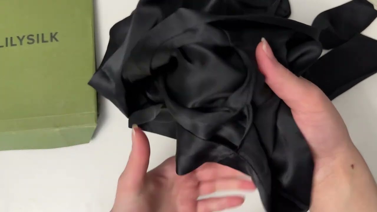 LilySilk 100% Mulberry Silk Sleep Cap Women Extra Long Tie Bow Silk Bonnet Night Hair Wrap 