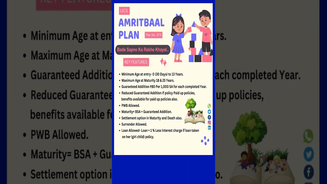 Amritbaal Plan | Lic plan no 874 #plan874 #amritbaalplan #licnewchildplan