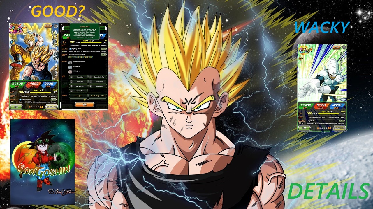 BREAKING DOWN LR PHY MAJIN VEGETA + SSJ2 GOKU ANGEL And Banner Unit PUI PUI! DBZ Dokkan Battle!