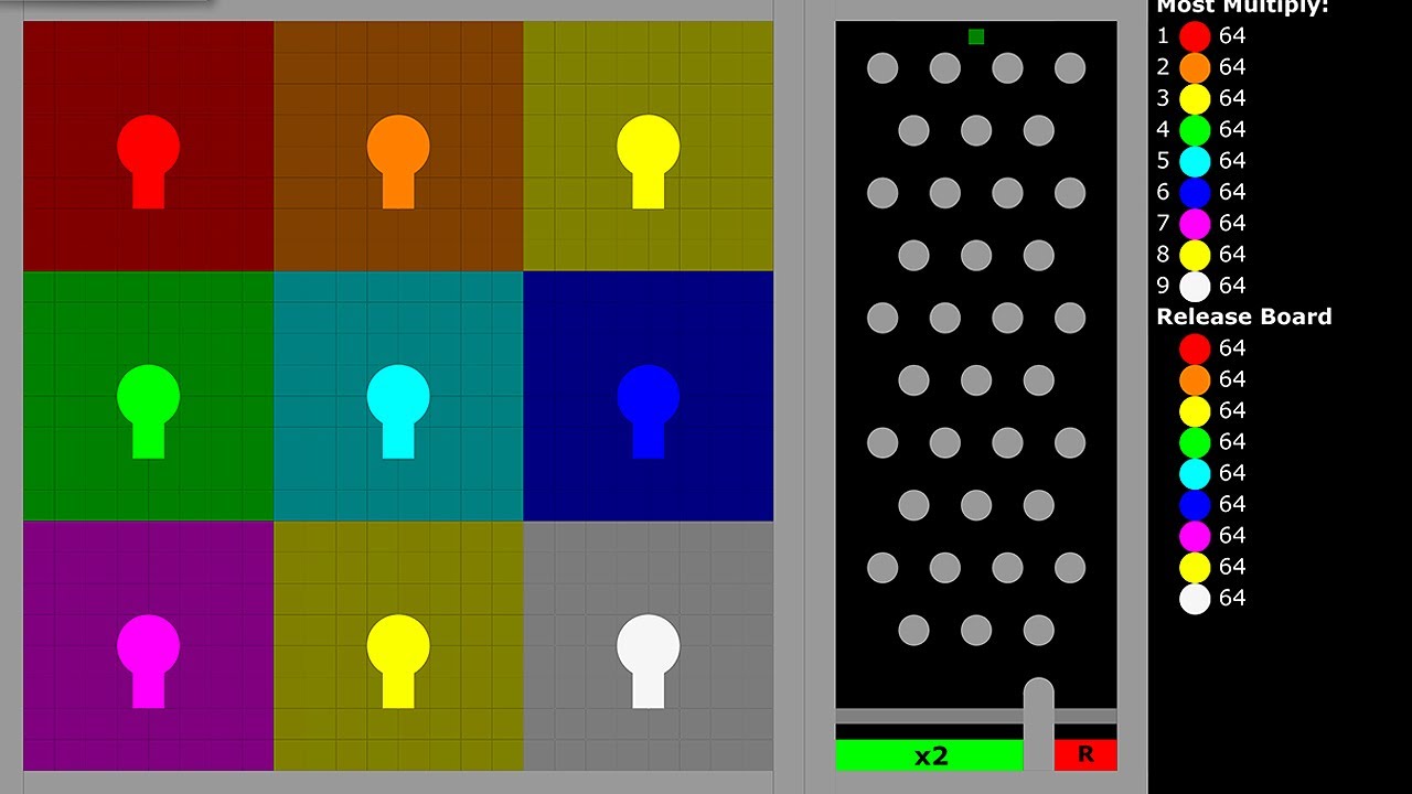 Multiply or Release (9 colors) - Marble battle in Algodoo