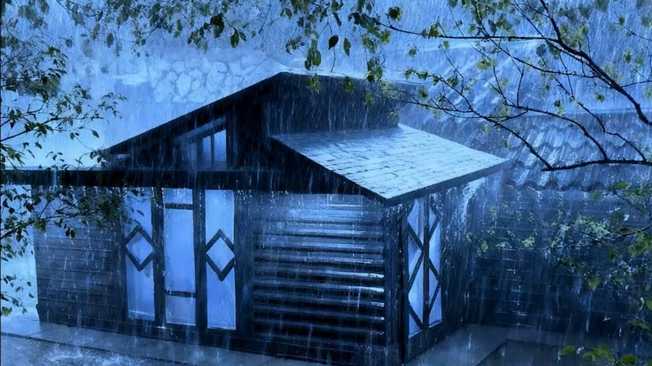 Cure Insomnia in 5 Minutes with Pouring Rain & Thunder Roaring on Old Roof in Wild Forest at Night