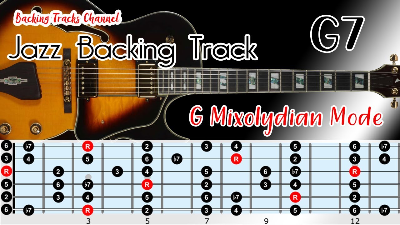 Mixolydian Mode Jazz Guitar Backing Track With Scale Chart
