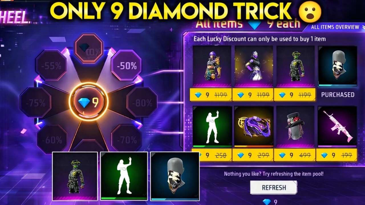 Lucky Wheel Event🔥- 9 Diamonds Trick💎 | Lucky Wheel Free Fire | Free Fire New Event | Ff New Event