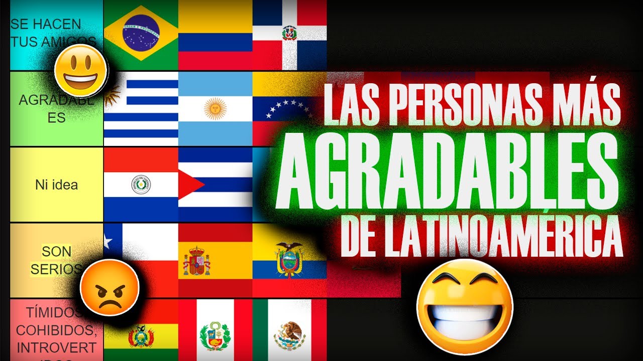 😃 En ESTOS PAÍSES harás AMIGOS más FÁCIL | TIERLIST PERSONAS MÁS AGRADABLES de LATAM y ESPAÑA