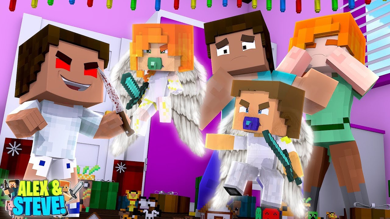 Minecraft ANGEL ALEX & ANGEL STEVE SAVE THEIR PARENTS!!! Life of Alex & Steve