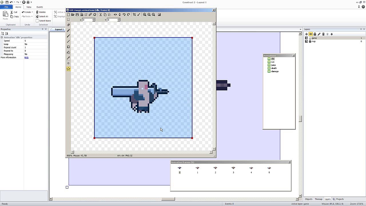 CONSTRUCT 2 — CRIAÇÃO DE PERSONAGEM MELEE, REAÇÃO DO INIMIGO AO GOLPE | LEIA A DESCRIÇÃO
